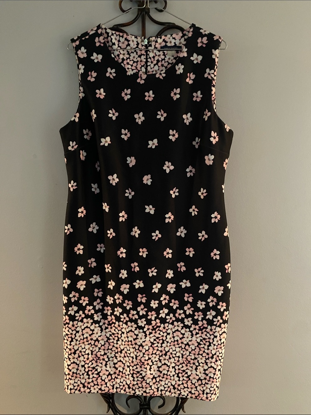 Tommy Hilfiger Black Sleeveless Floral Sheath Dress - Pink Blossom Print